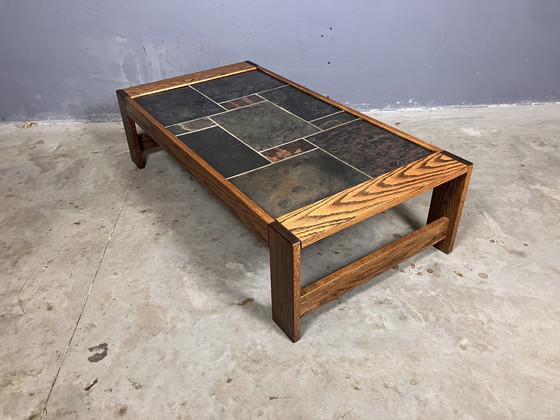 Image 1 of Wenge Coffee Table Slate Brutalist Mid - Century