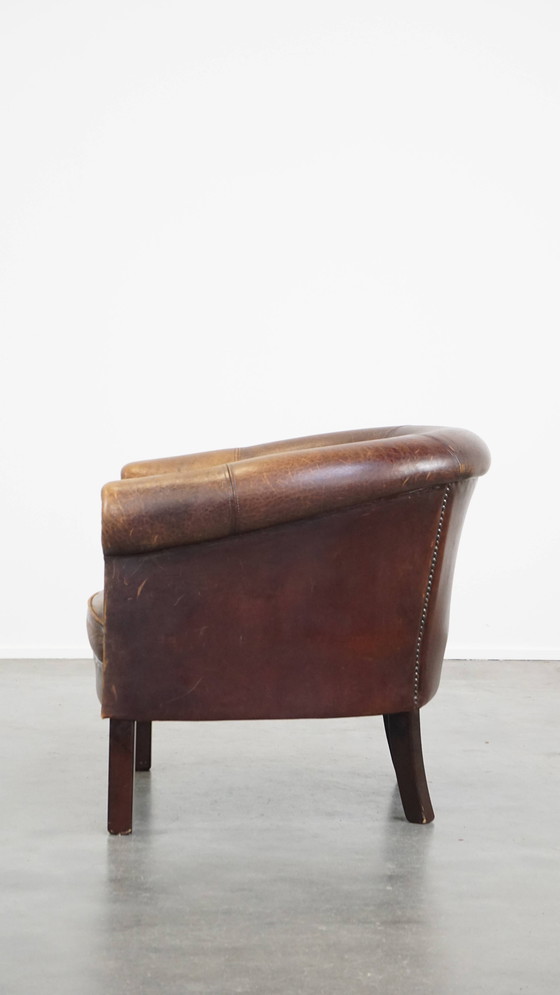 Image 1 of Sheep Leather Club Chair With Ornamental Nails