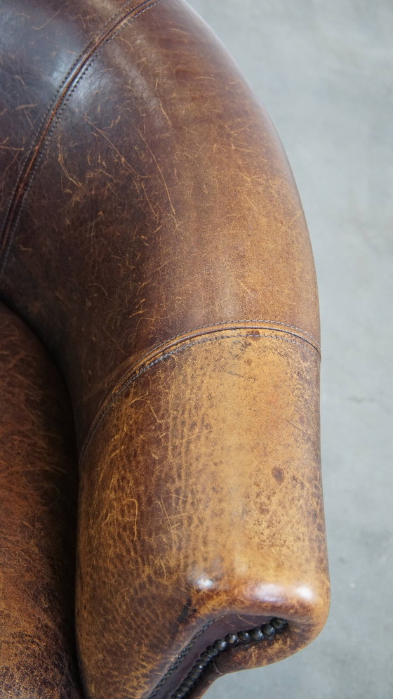 Image 1 of Sheep Leather Club Chair With Ornamental Nails