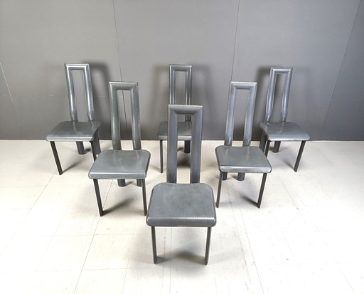 Italian Model Regia Dining Chairs By Antonello Mosca For Ycami, 1980S, Set Of 6