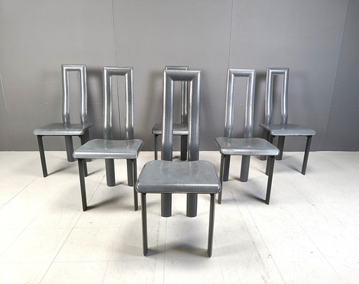 Italian Model Regia Dining Chairs By Antonello Mosca For Ycami, 1980S, Set Of 6