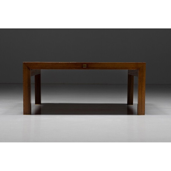 Image 1 of Vintage walnut and brass coffee table by Pierre Balmain, France 1980