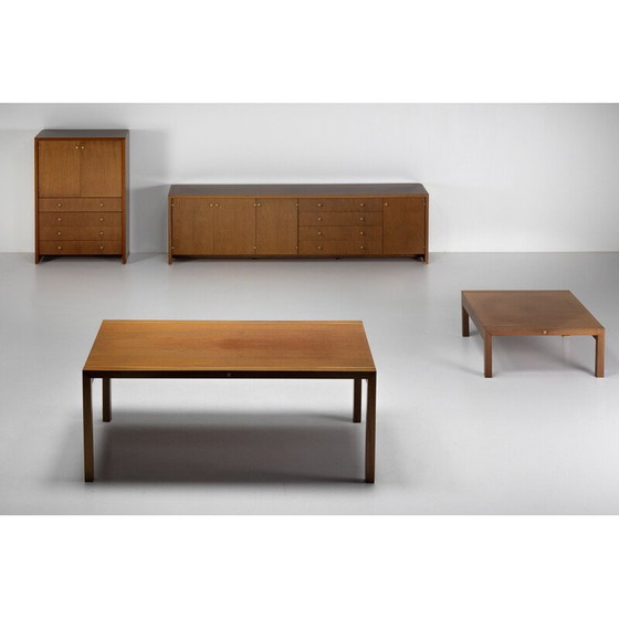 Image 1 of Vintage walnut and brass coffee table by Pierre Balmain, France 1980