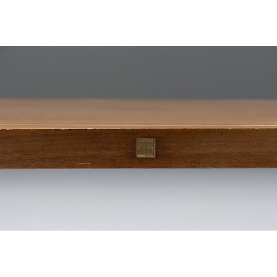 Image 1 of Vintage walnut and brass coffee table by Pierre Balmain, France 1980