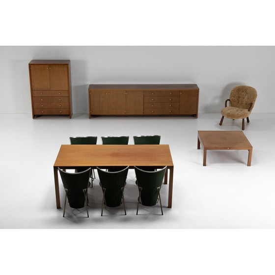 Image 1 of Vintage walnut and brass coffee table by Pierre Balmain, France 1980