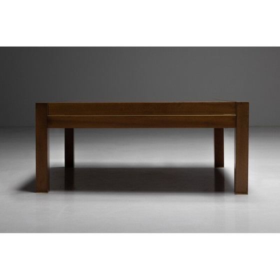 Image 1 of Vintage walnut and brass coffee table by Pierre Balmain, France 1980