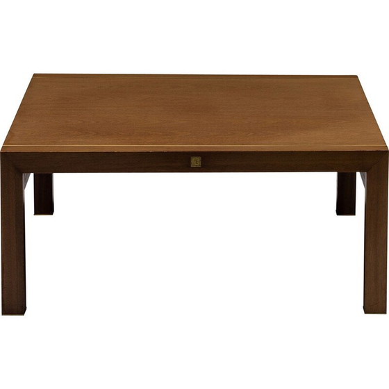 Image 1 of Vintage walnut and brass coffee table by Pierre Balmain, France 1980
