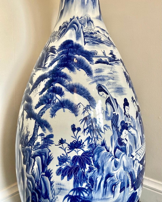 Image 1 of Large Hand Painted Chinese Porcelain Vase