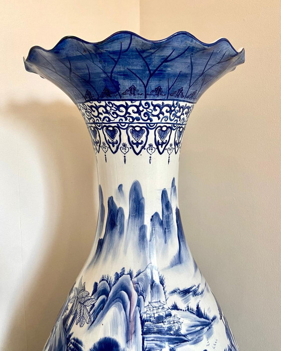 Image 1 of Large Hand Painted Chinese Porcelain Vase