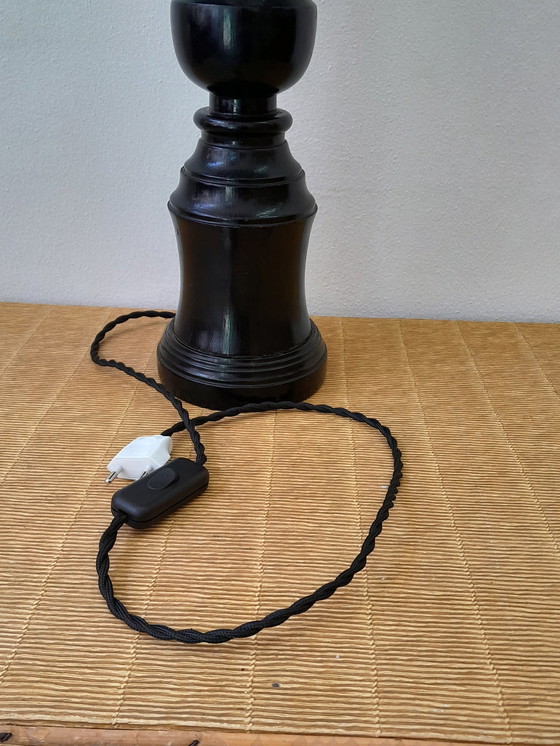 Image 1 of Art deco wooden lamp and couture lampshade