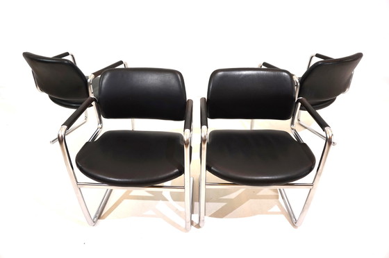 Image 1 of Set of 4 leather dining chairs by Jørgen Kastholm for Kusch&Co