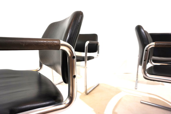 Image 1 of Set of 4 leather dining chairs by Jørgen Kastholm for Kusch&Co