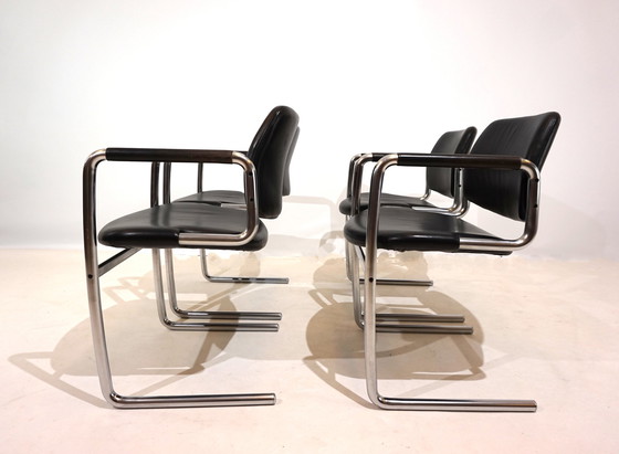 Image 1 of Set of 4 leather dining chairs by Jørgen Kastholm for Kusch&Co