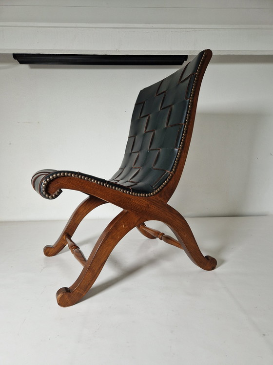 Image 1 of Vintage leather armchair Brutalist by Pierre Lottier for Valentine, spain 1950s