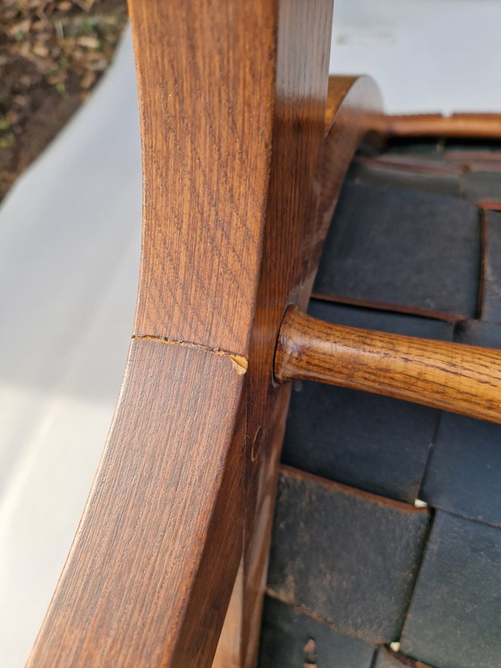 Image 1 of Vintage leather armchair Brutalist by Pierre Lottier for Valentine, spain 1950s