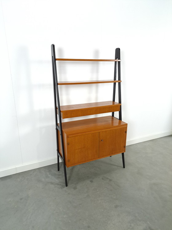 Image 1 of Swedish Teak Wall Unit With Desk And Drawer