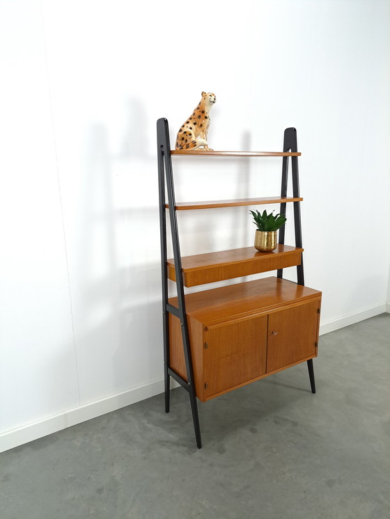 Image 1 of Swedish Teak Wall Unit With Desk And Drawer