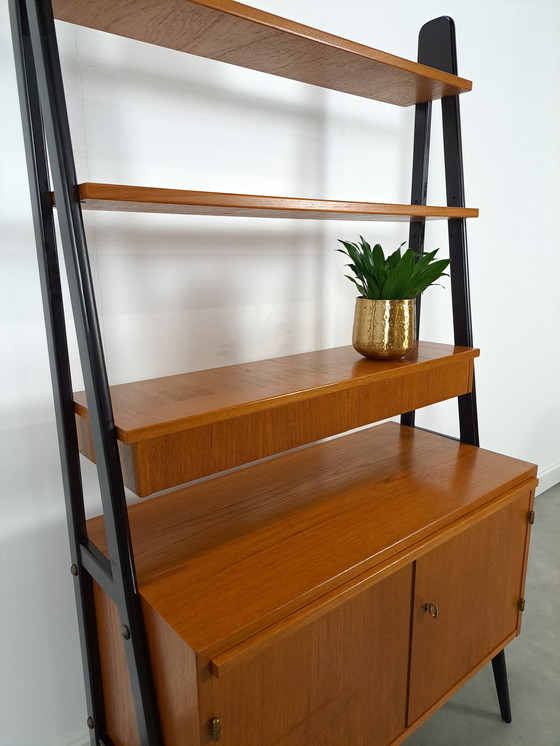 Image 1 of Swedish Teak Wall Unit With Desk And Drawer