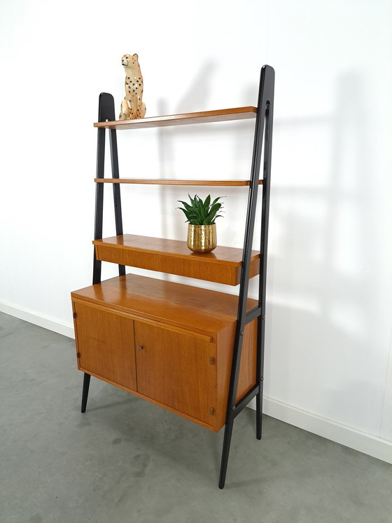 Image 1 of Swedish Teak Wall Unit With Desk And Drawer