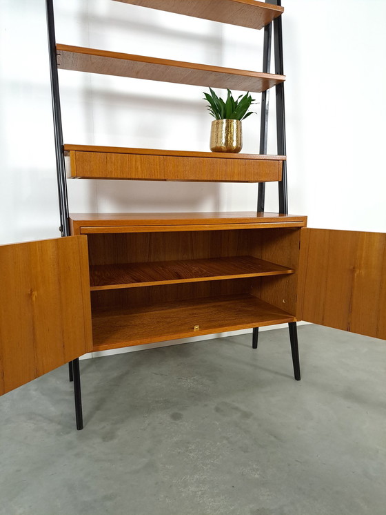 Image 1 of Swedish Teak Wall Unit With Desk And Drawer