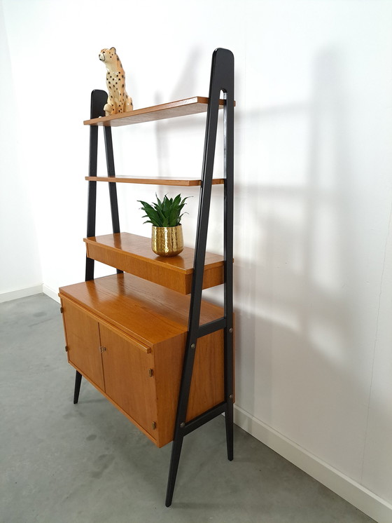 Image 1 of Swedish Teak Wall Unit With Desk And Drawer