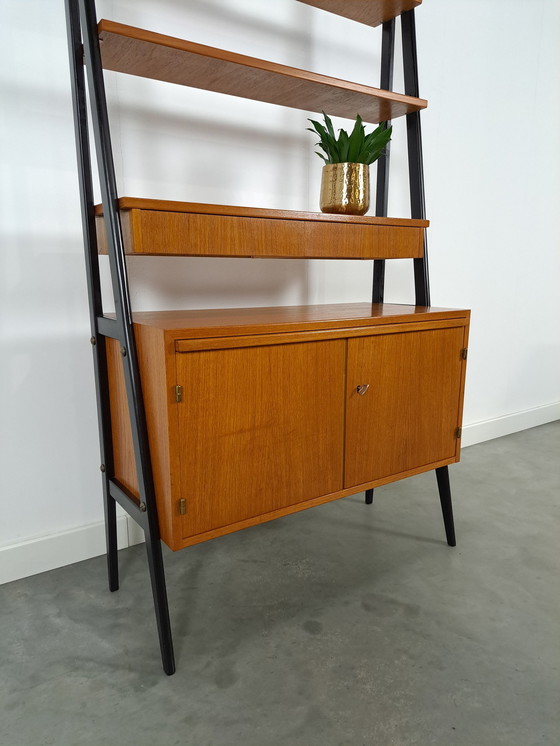 Image 1 of Swedish Teak Wall Unit With Desk And Drawer