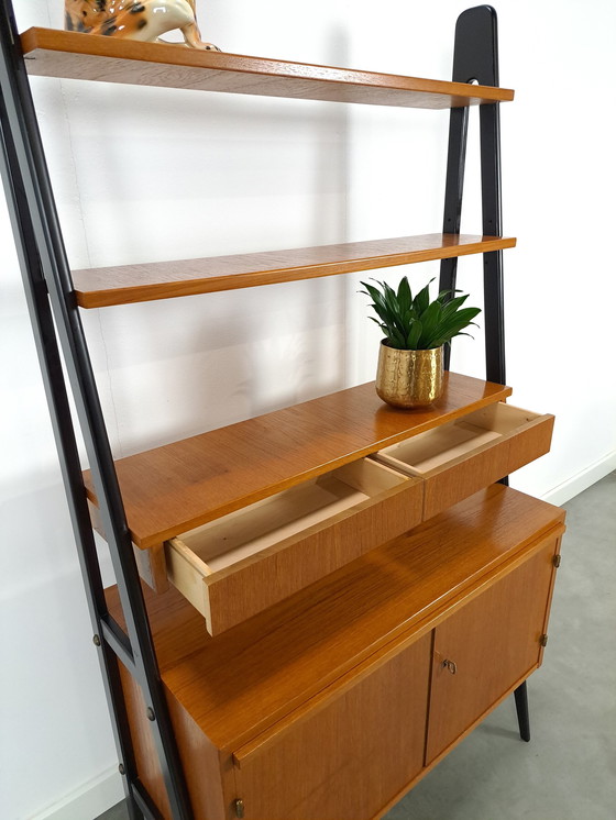 Image 1 of Swedish Teak Wall Unit With Desk And Drawer