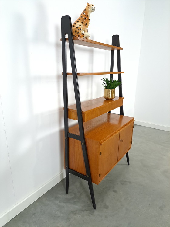 Image 1 of Swedish Teak Wall Unit With Desk And Drawer