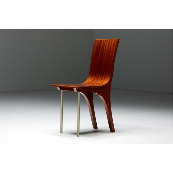 Image 1 of Vintage postmodern walnut dining chairs, Italy 1980s