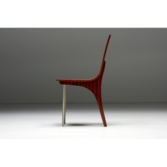 Image 1 of Vintage postmodern walnut dining chairs, Italy 1980s