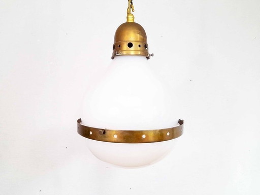 Glass And Brass Pendant Light 1920 Berhens