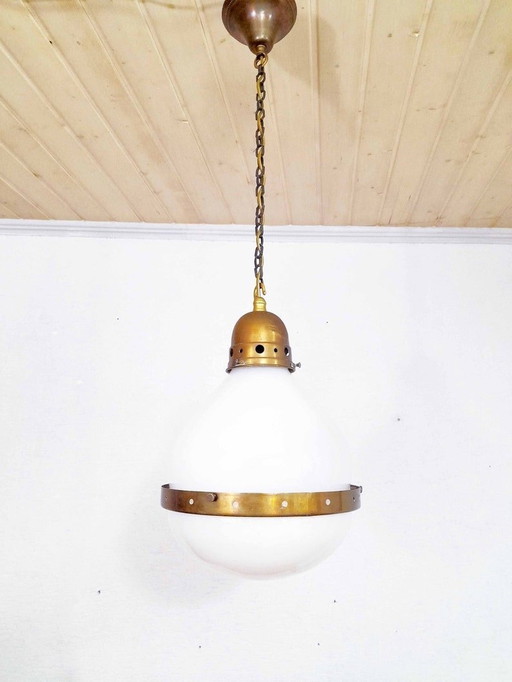 Glass And Brass Pendant Light 1920 Berhens