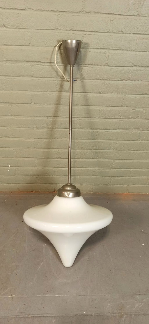 Lampada da sospensione vintage Art Déco a druppel opalino