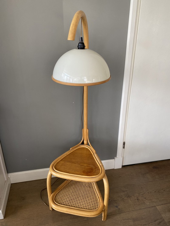 Image 1 of Vintage Manou rattan floor lamp with table