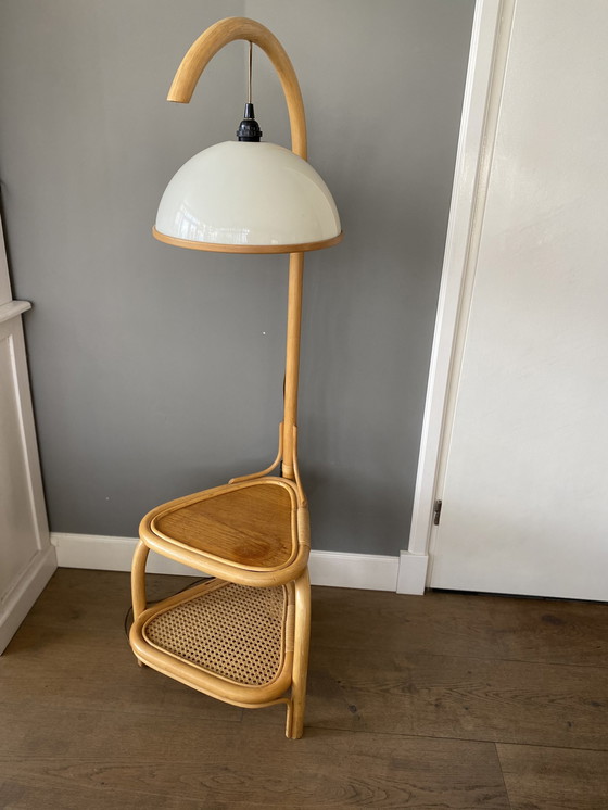 Image 1 of Vintage Manou rattan floor lamp with table