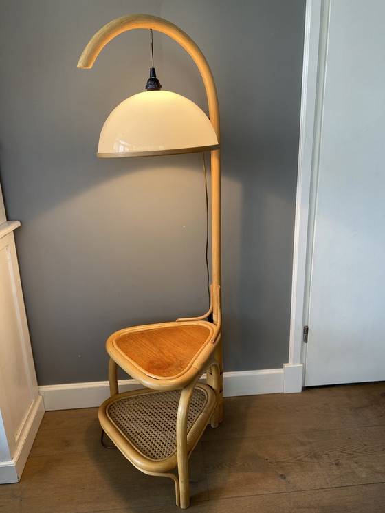 Image 1 of Vintage Manou rattan floor lamp with table