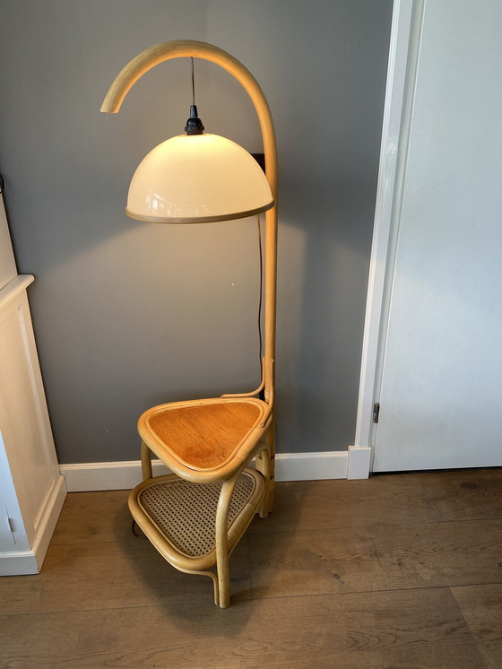 Image 1 of Vintage Manou rattan floor lamp with table