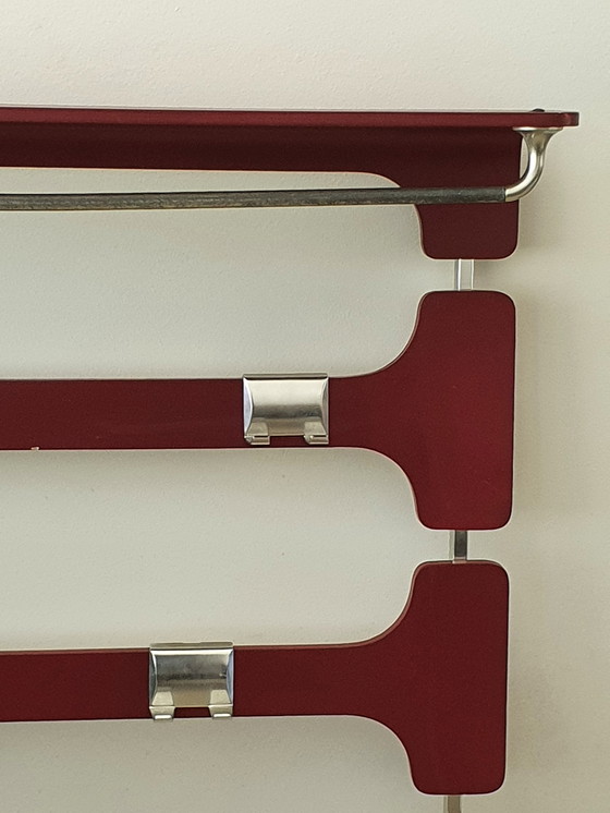 Image 1 of Porte-manteau design vintage 1970 bois et aluminium