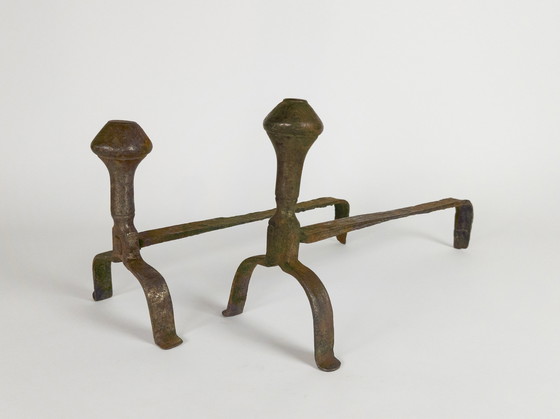 Image 1 of Fire andirons - Antique - wrought iron - Rococo/ Louis IV style - 18th century