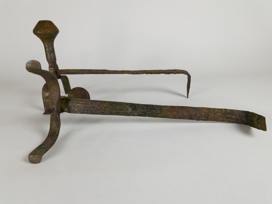 Image 1 of Fire andirons - Antique - wrought iron - Rococo/ Louis IV style - 18th century