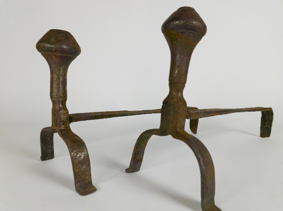 Image 1 of Fire andirons - Antique - wrought iron - Rococo/ Louis IV style - 18th century