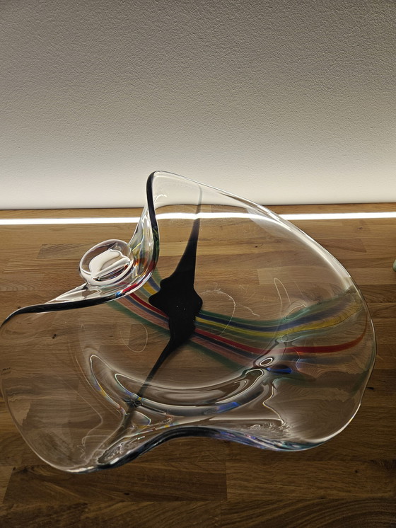 Image 1 of Livio Seguso, heavy Murano glass bowl, Rainbow Design, 1993