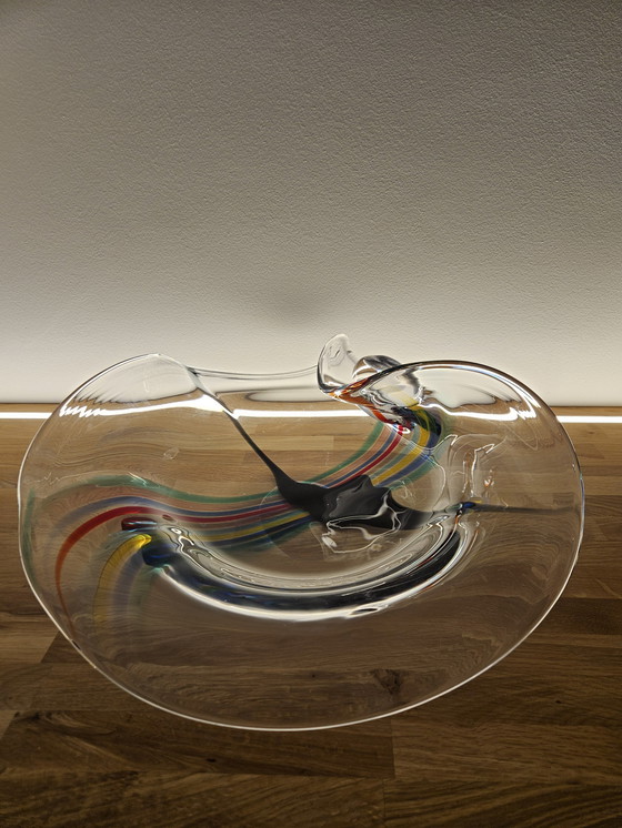 Image 1 of Livio Seguso, heavy Murano glass bowl, Rainbow Design, 1993