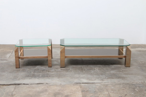 Image 1 of Belgo Chrome set of coffee tables 23 carat gold plated, 1960