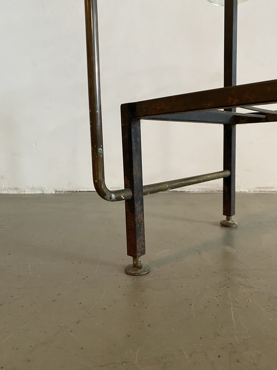 Image 1 of Mid-Century Side Table with Glass Top, France, 1950s