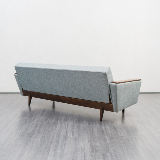 Image 1 of 1950s sofa with folding function, wooden armrests, completely restored