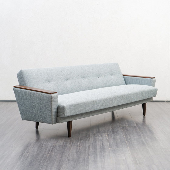 Image 1 of 1950s sofa with folding function, wooden armrests, completely restored