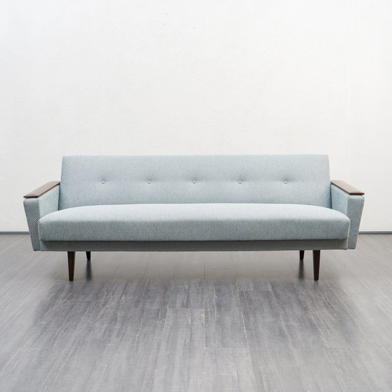 Image 1 of 1950s sofa with folding function, wooden armrests, completely restored