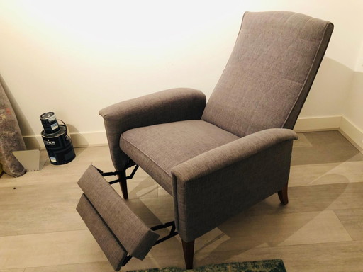 Jaren 50 'lazy'designstoel – fauteuils, Cotton, Wood, Scandinavian (photo 2 of 9)