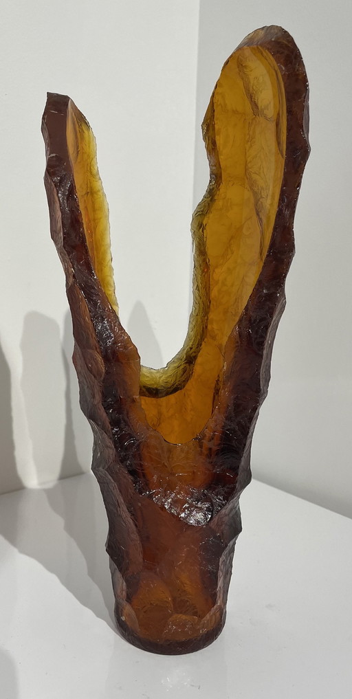 Unique Glass Object " Ambre" By Petr Karizek